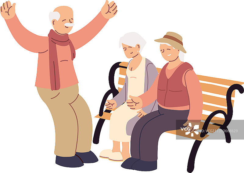 坐在长椅上的老人图片素材