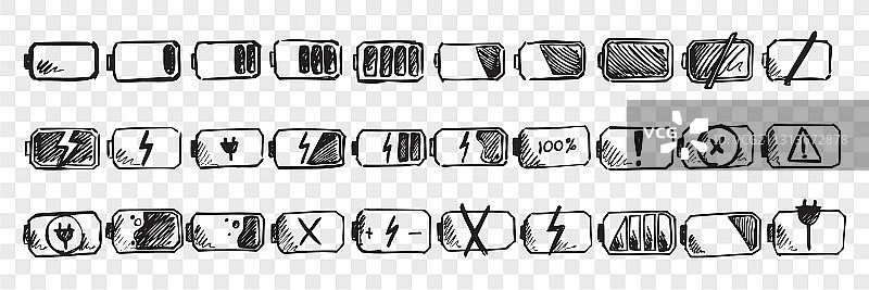 手绘手机电池涂鸦素材图片素材