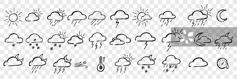 手绘天气涂鸦合集图片素材