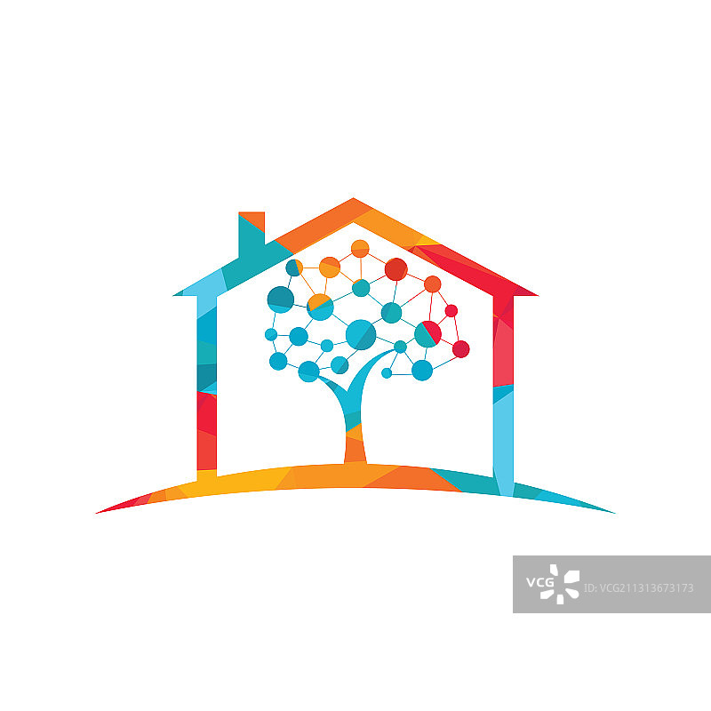 科技树房屋造型概念标志模板设计图片素材