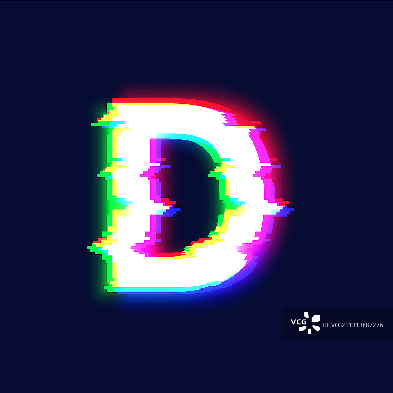 逼真故障字体字符d图片素材