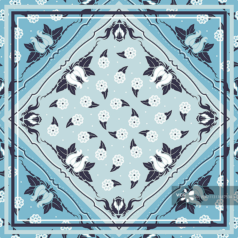 基于方形佩斯利花纹的无缝图案图片素材