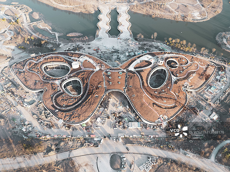 上海崇明岛花博会新地标在建建筑蝴蝶主场馆枯叶蝶图片素材