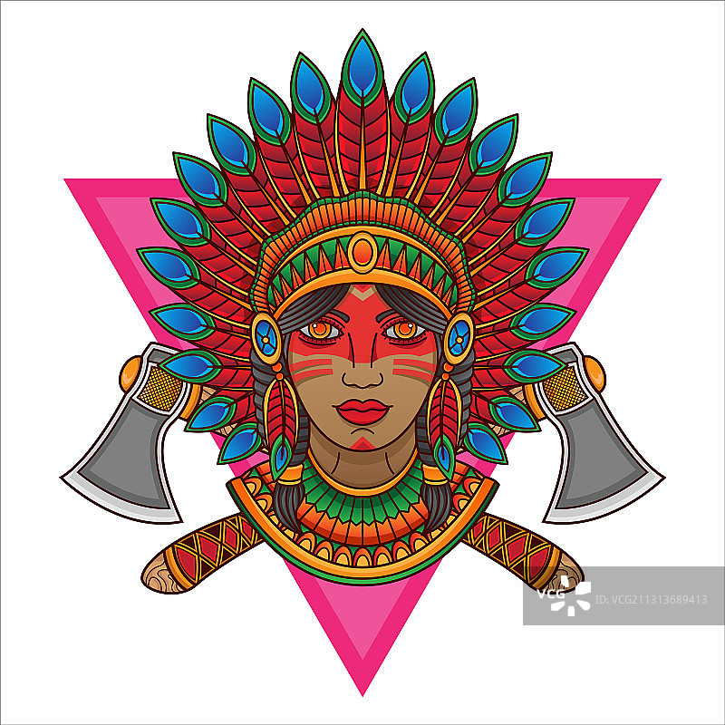 复古阿帕奇女孩标志图片素材