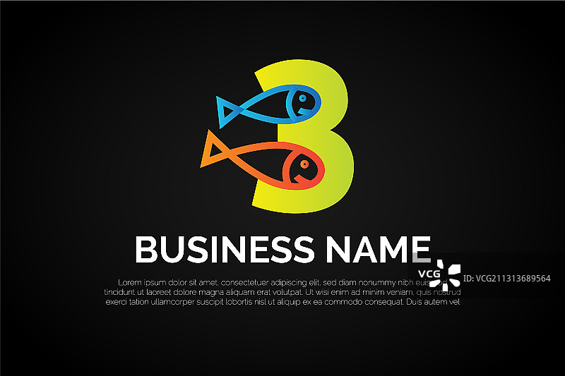数字3鱼形logo模板图片素材