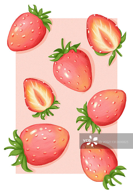 数位板绘画草莓水果元素装饰画素材平涂插画图片素材