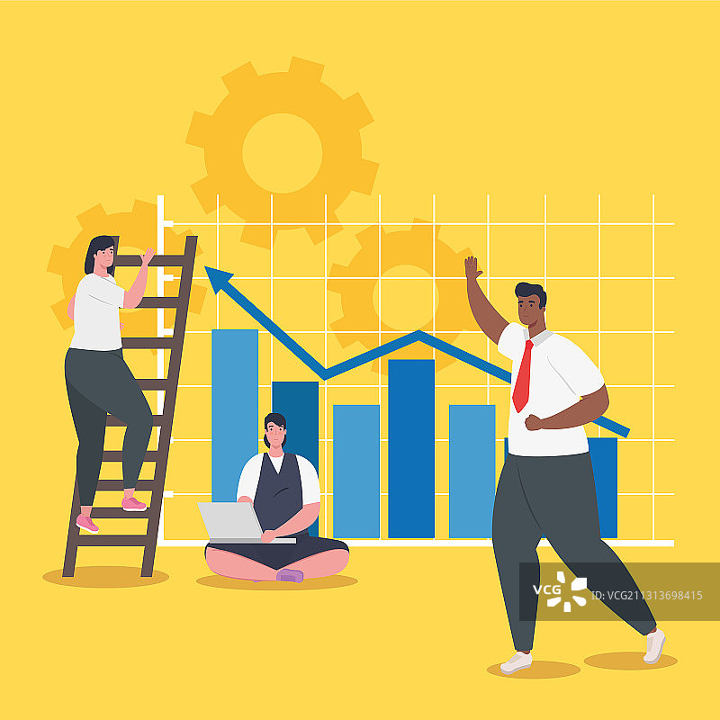 带有信息图设计的商务人士图片素材