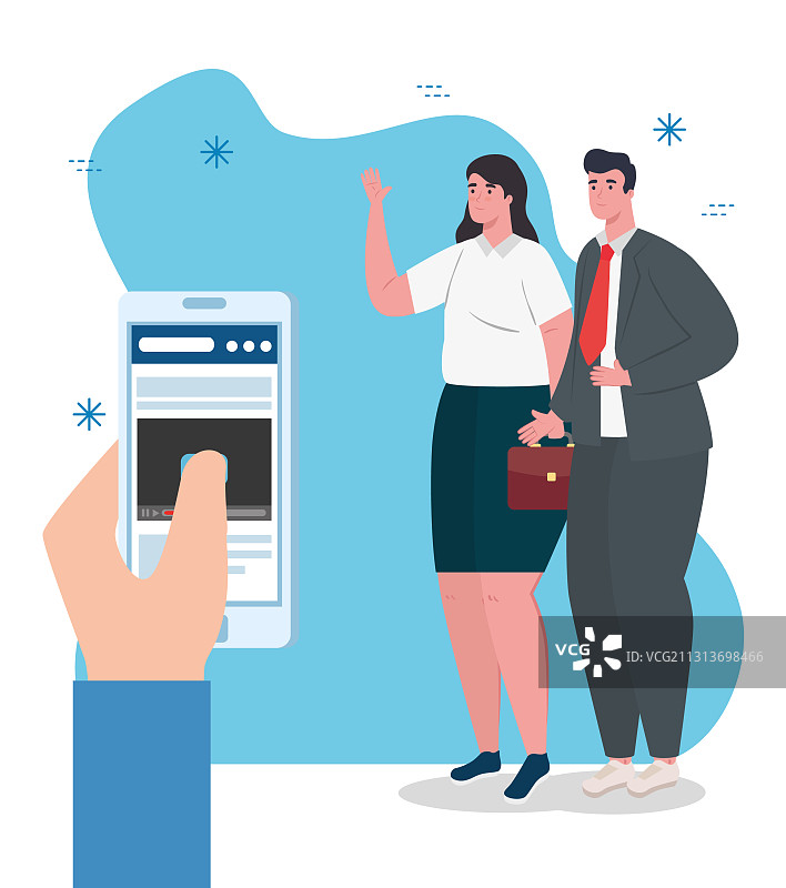 女人、男人和手持智能手机图片素材