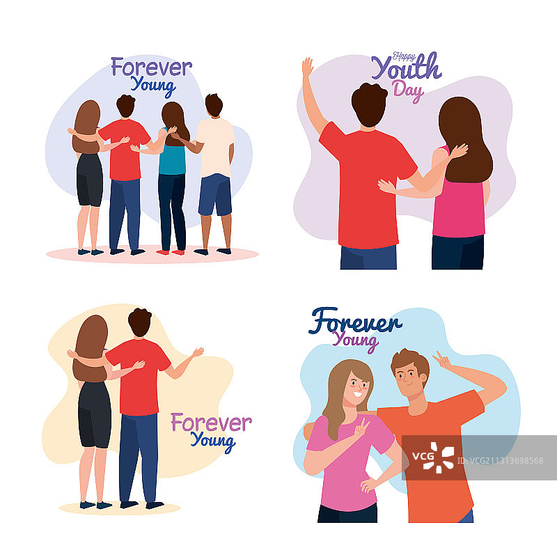 卡通人物庆祝青年节图片素材