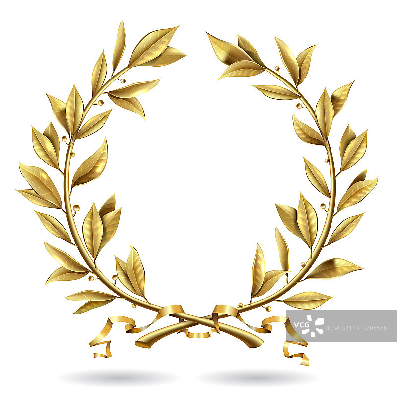 金色逼真复古月桂花环图片素材