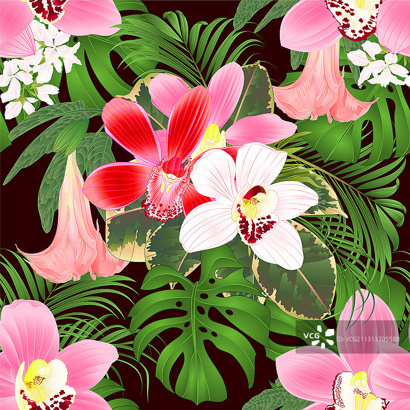 热带花卉无缝纹理图片素材