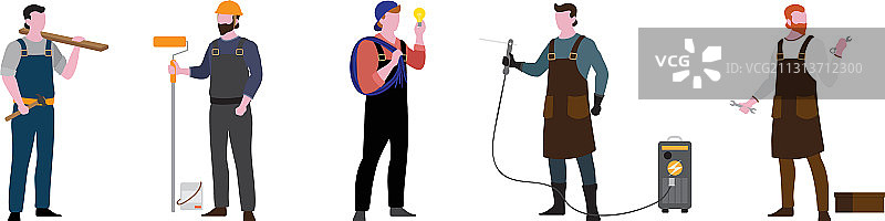 扁平风卡通劳动者合集图片素材