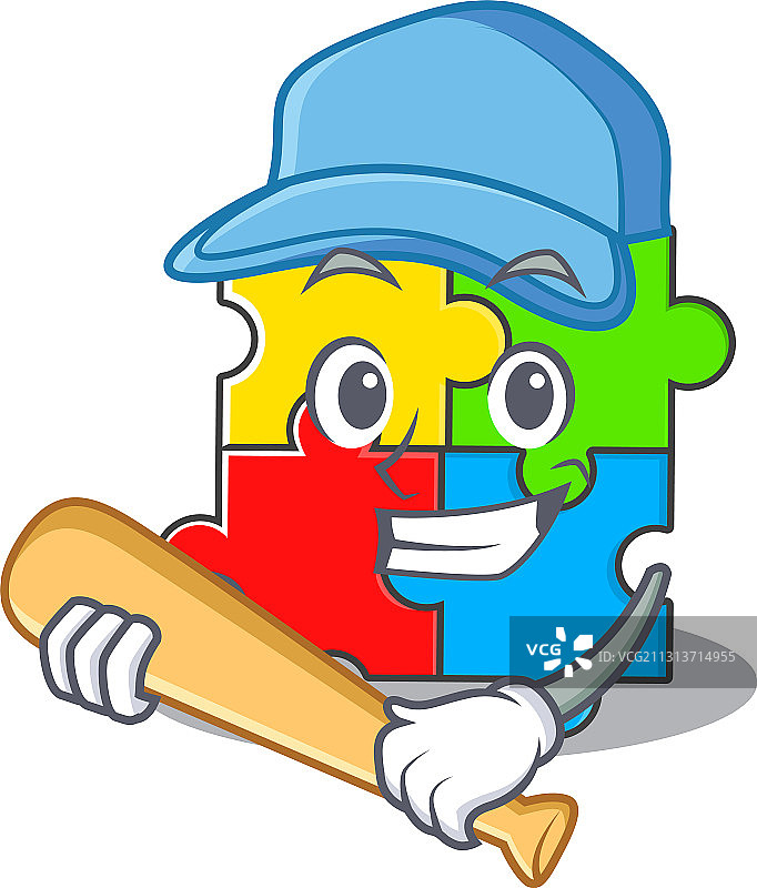 笑脸趣味拼图玩具吉祥物设计图片素材