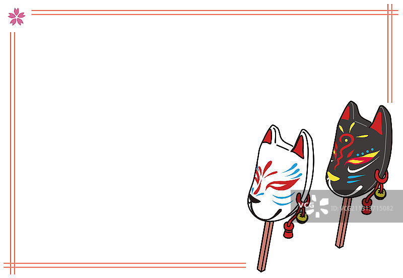 白色日式传统狐狸面具图片素材