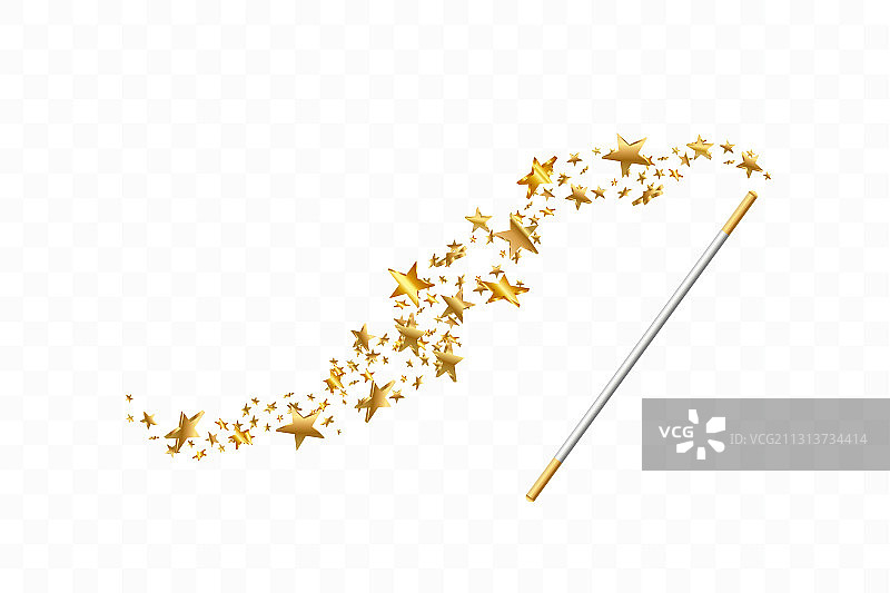 透明背景上带有3D星星的魔术棒图片素材