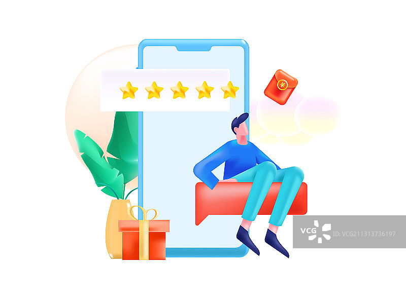 3d创意邀请用户进行问卷调查矢量人物插画图片素材