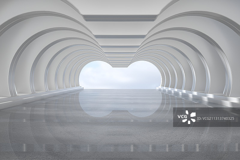 抽象拱形隧道，三维图形图片素材