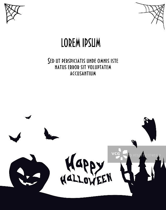 带鬼魂的万圣节快乐文本banner图片素材