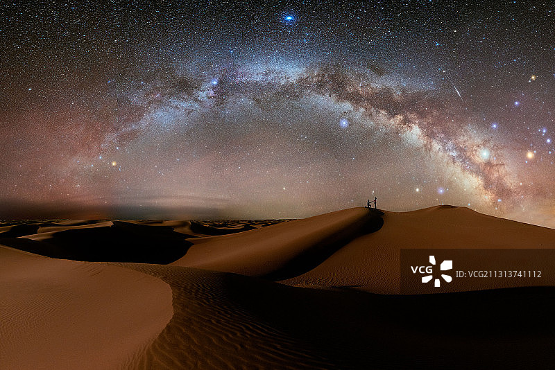 库布其沙漠星空图片素材