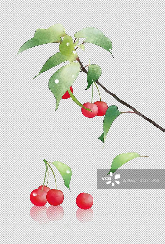 樱桃中式插画素材图片素材