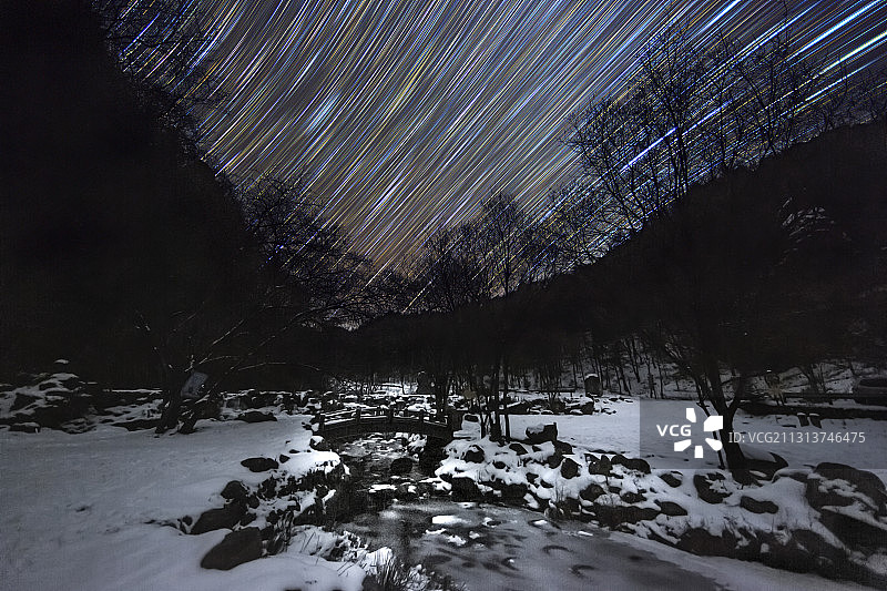 陕西留坝秦岭情人谷星轨图片素材