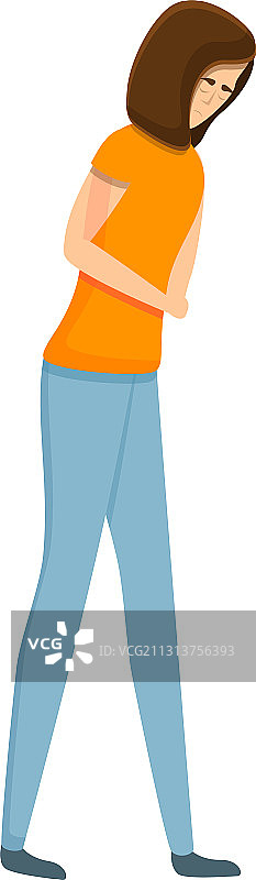 不开心的女孩卡通风格图标图片素材