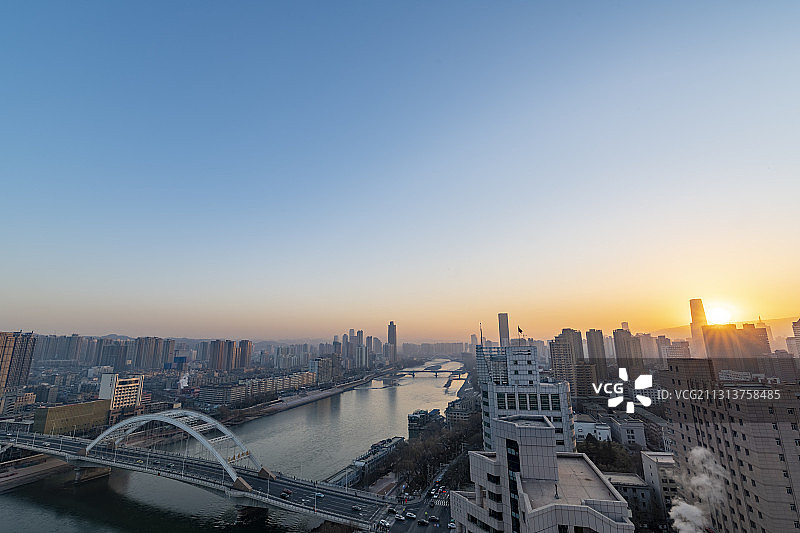 兰州 圆通大桥 日出图片素材
