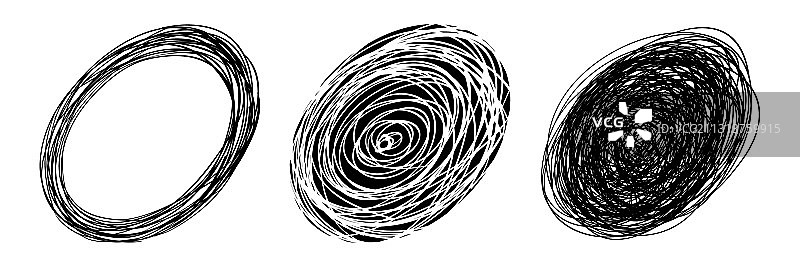 手绘椭圆草图涂鸦线图片素材