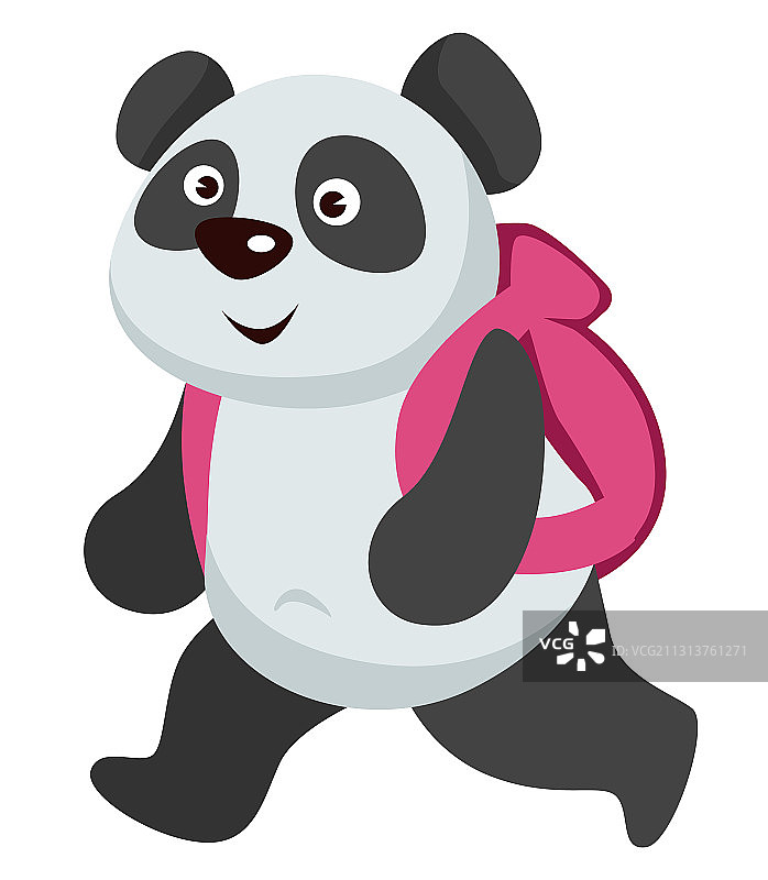 背着书包去上学的小熊猫图片素材