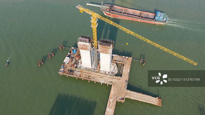 珠海超级工程香海大桥工地图片素材