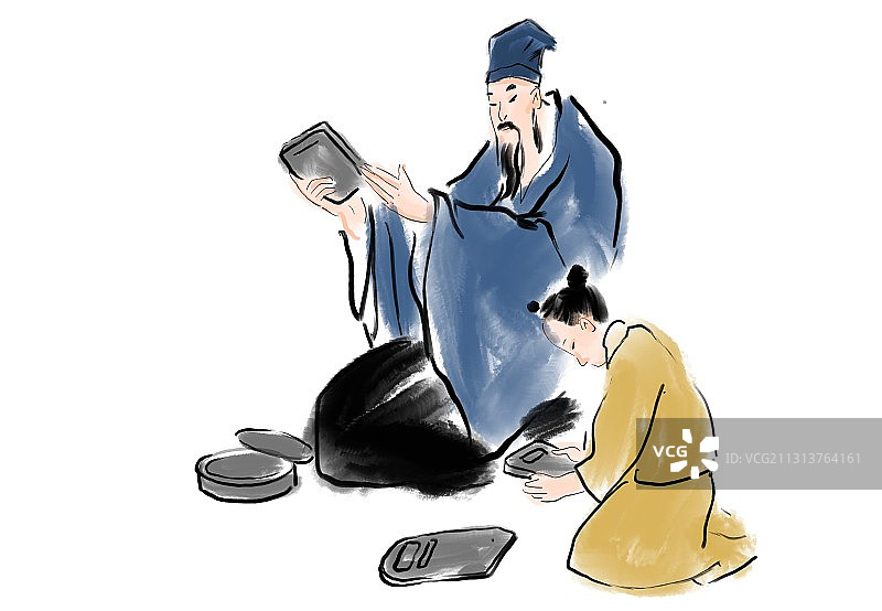 水墨中国画成语故事图片素材