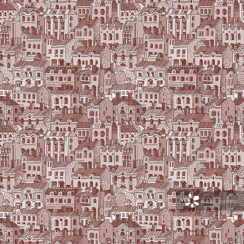 手绘房屋无缝图案图片素材