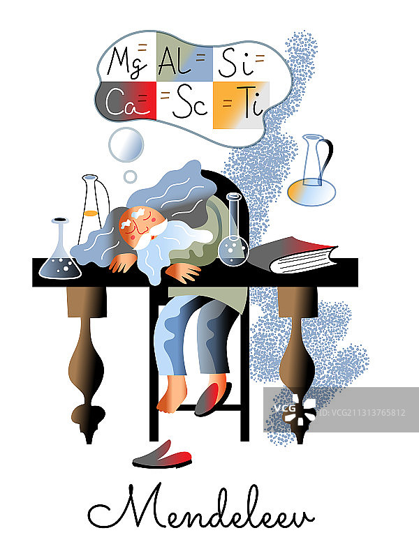 门捷列夫在实验室桌上睡觉图片素材