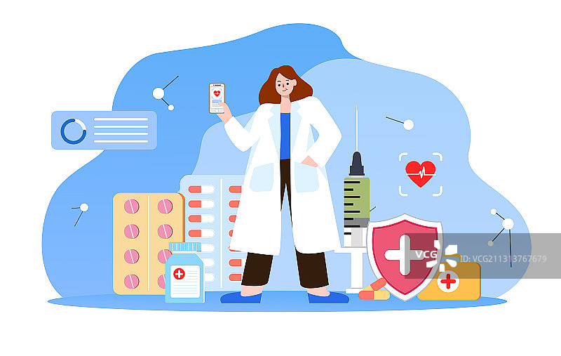 疫情医疗防护插画图片素材