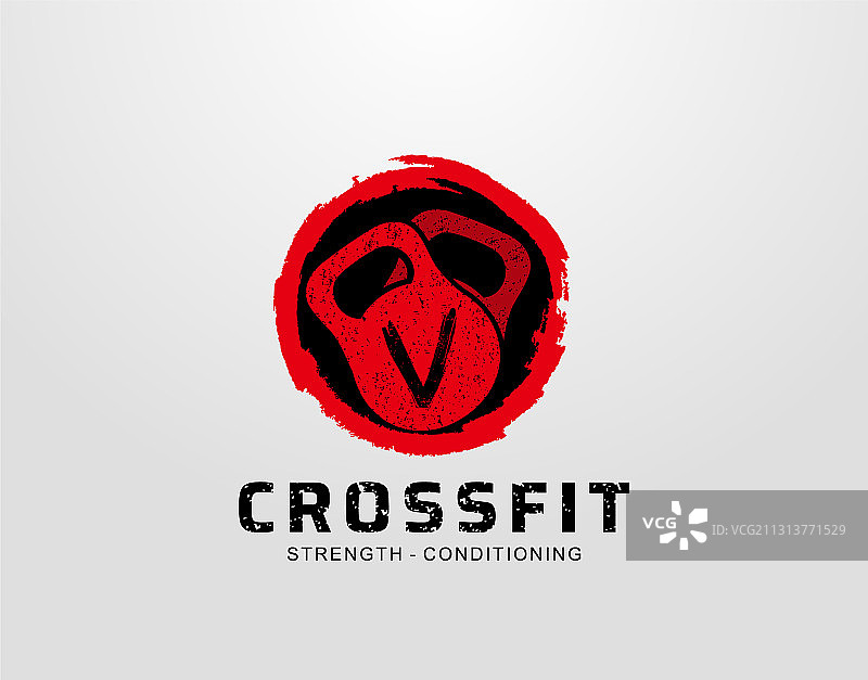 V字母标志，复古壶铃圆形设计图片素材