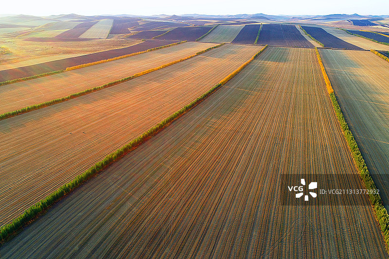 航拍东北平原晚秋田野图片素材