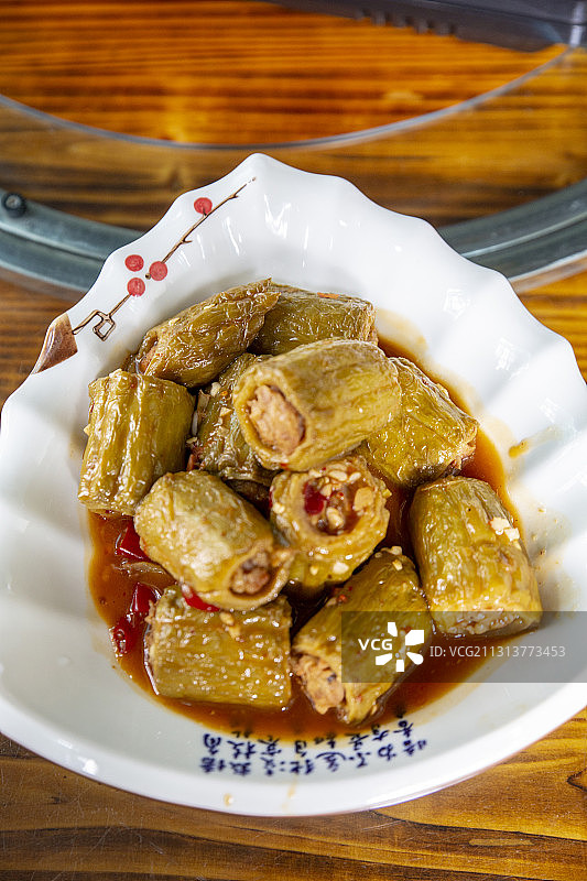 中国广西桂林阳朔美食苦瓜酿图片素材