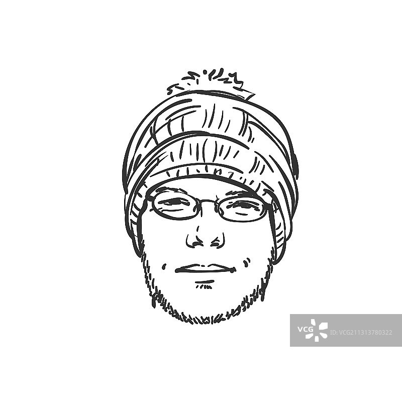 戴针织帽的胡茬男人头像图片素材