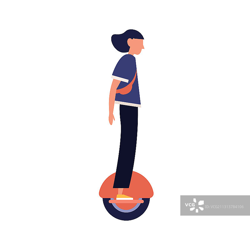 现代女孩骑电动独轮车图片素材