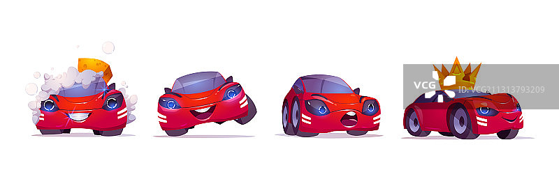卡通汽车角色泡沫清洗图片素材
