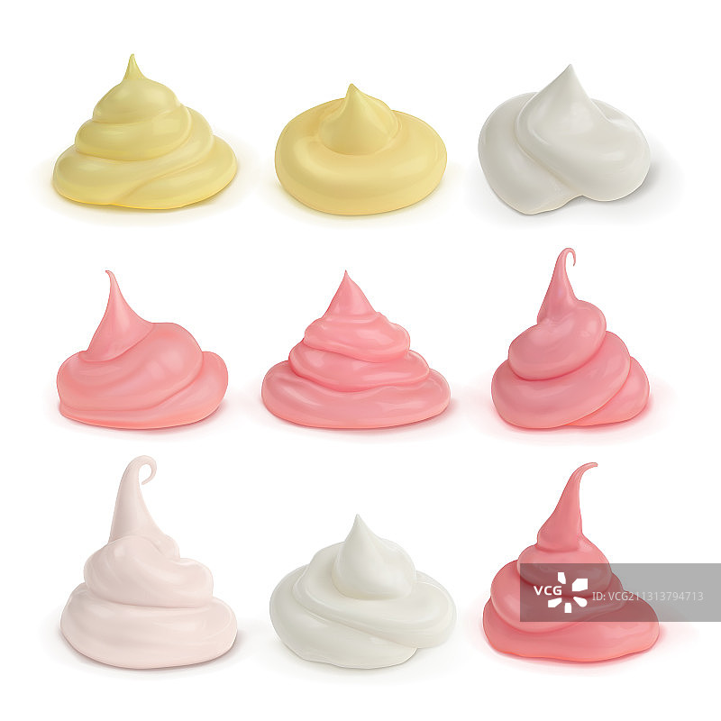 侧视角度的不同奶油合集图片素材