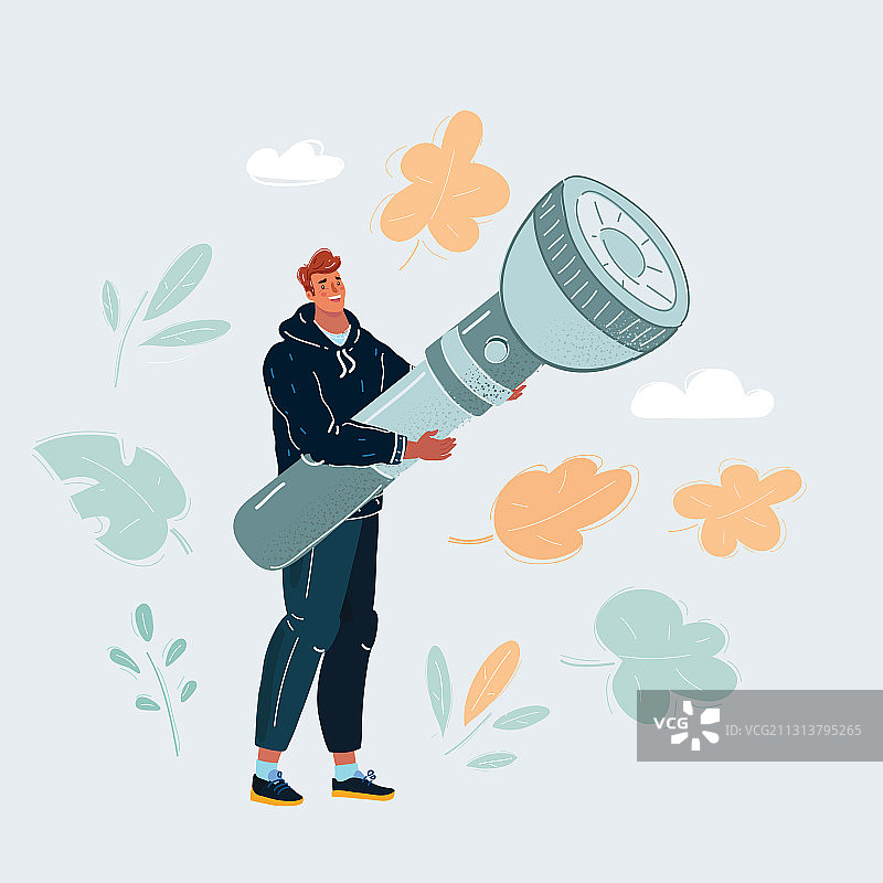 手持巨型火炬的卡通男人图片素材