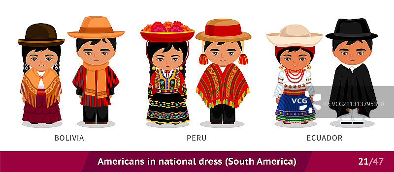 玻利维亚秘鲁厄瓜多尔民族服饰男女图片素材