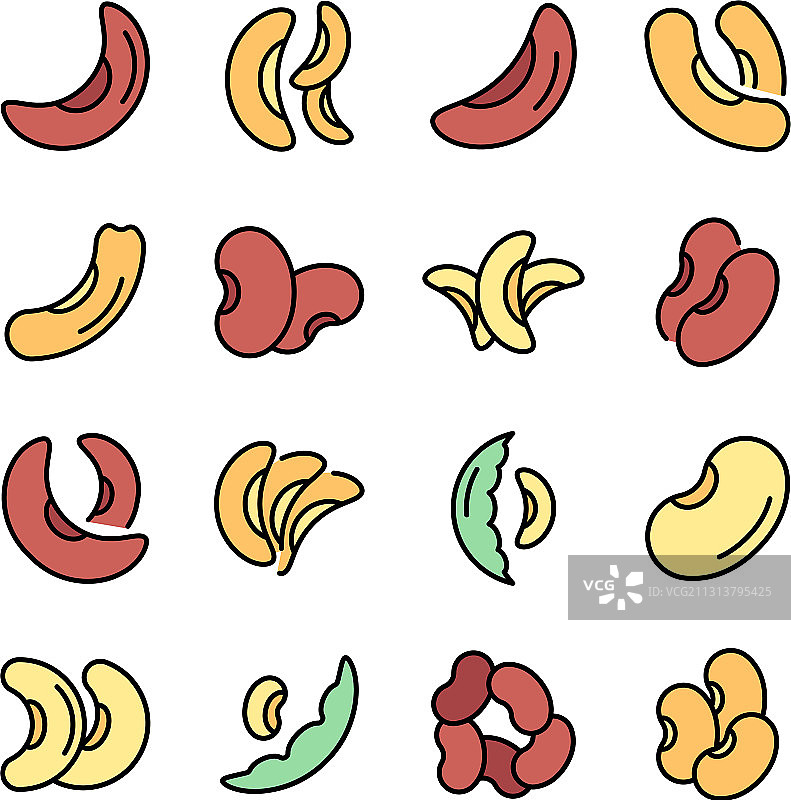 扁平腰豆图标集图片素材