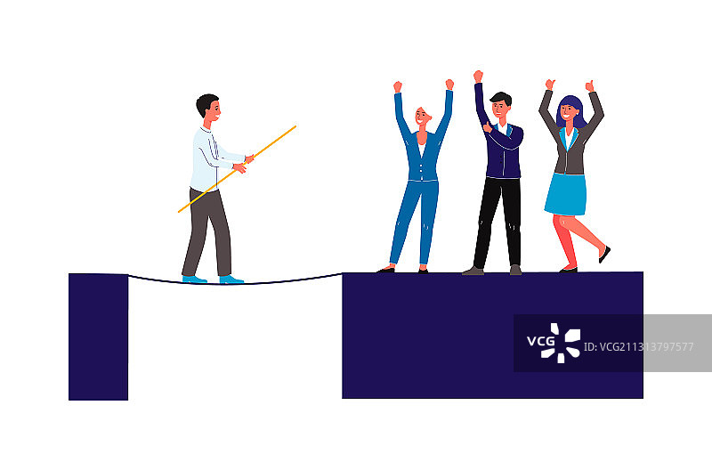 克服挑战概念扁平卡通图片素材