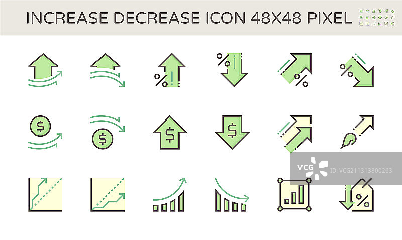增减和箭头图标集设计图片素材