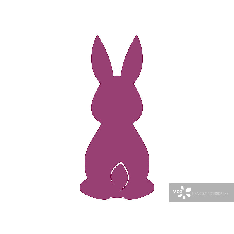 紫色兔子Logo（背面视角扁平图标）图片素材