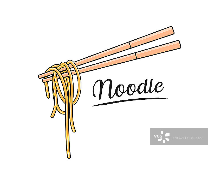 白色背景上隔离的面条和筷子图片素材