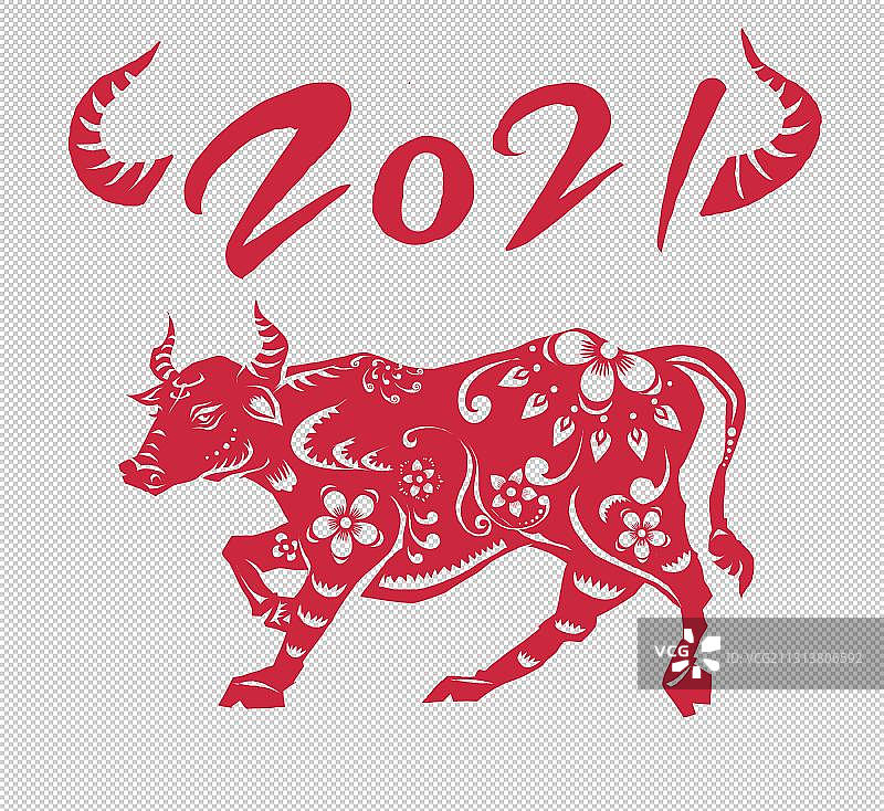 牛剪纸图片素材