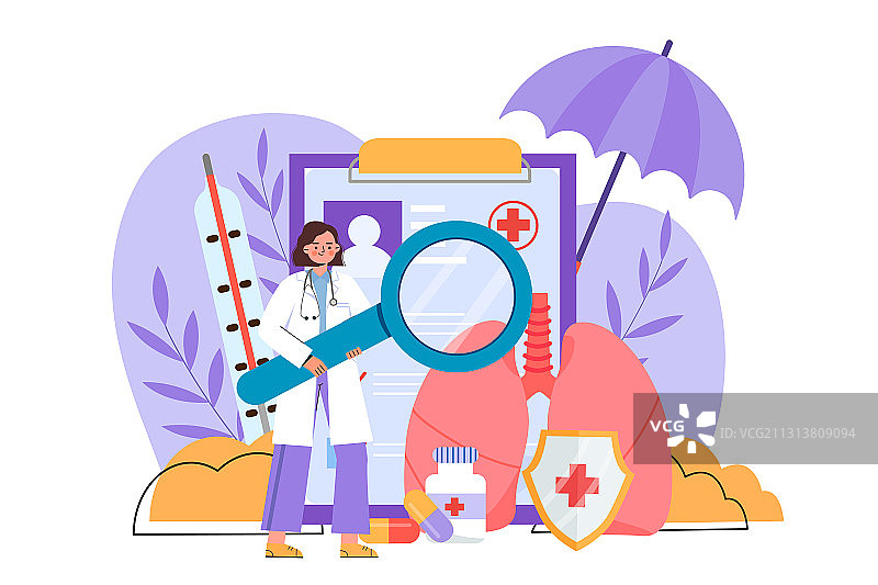 医生做肺部检查概念矢量插画图片素材